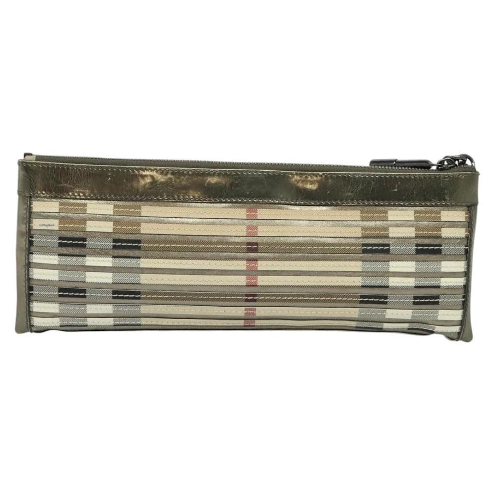 BURBERRY Nova Check Clutch Bag PVC Beige Gold Auth bs23425 - Picture 2 of 16